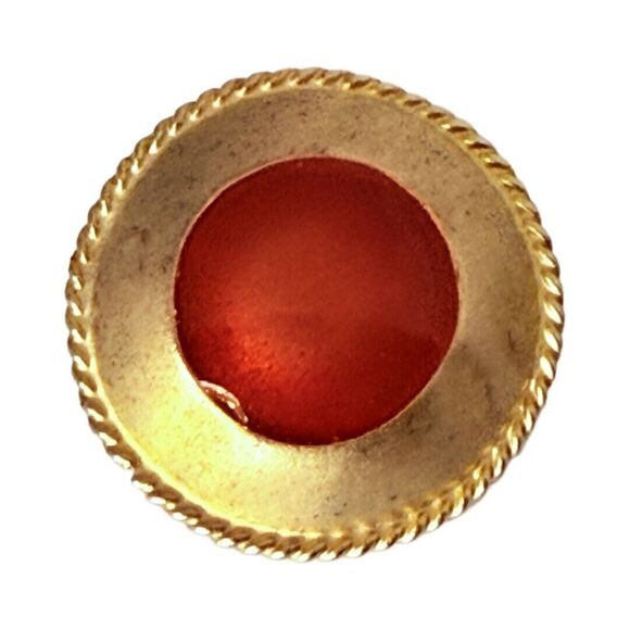 Gold-Tone Button Clip On Earrings 1" Statement Glass Jewelry, Unique - Picture 7 of 11